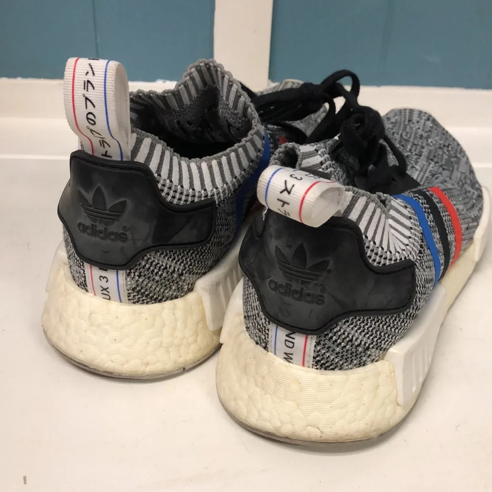 Adidas Nmd R1 PK Prime Knit Tri-Color 3 Stripe BB2888 Gray & Black Men’s Sz‎ 7